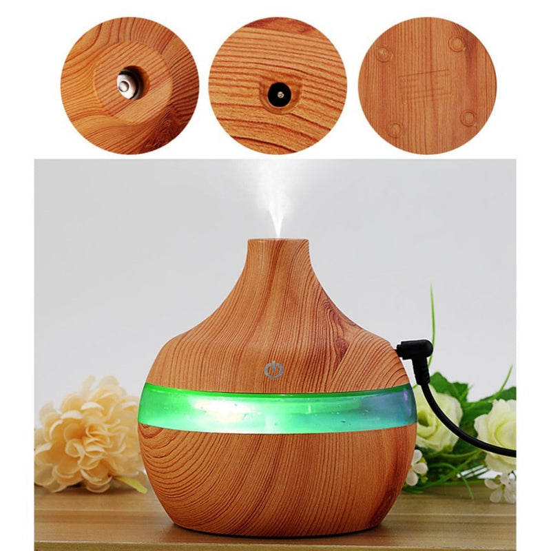 Wood Grain Aromatherapy USB Humidifier Drops Water Air Purification essential oil aroma diffuser Creative home grain