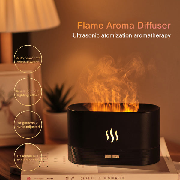 180ML USB Fragrance Essential Oil Diffuser Simulation Flame Ultrasonic Aroma Air Humidifier Home Office Air Freshener Diffusers