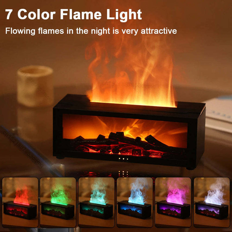 New Flame Aromatherapy Machine Colorful Essential Oil Diffuser Home Large Fog Volume Flame Humidifier 3D Flame Fireplace Machine