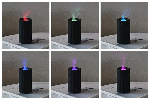 Air Humidifier With Flame Effect Essential Oil Diffuser Quiet Aroma Diffuser Home Fragrances Car Refresh