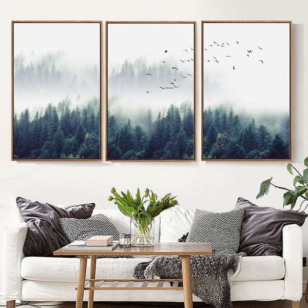 Sitting Room Forest Nordic Style Sofa Background Wall Painting